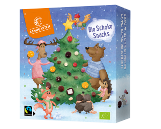 Adventskalender mit Bio Fairtrade Schokoladen Snacks